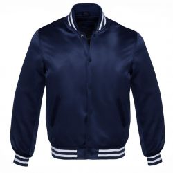Varsity Satin jacket Navy Blue -White